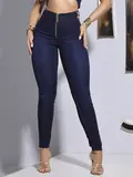 CALÇA HOT PANTS PIT BULL JEANS CINTURA ALTA COM DETALHES LATERAIS