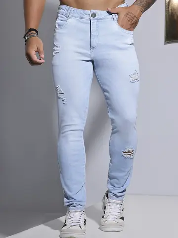 CALÇA MASCULINA PIT BULL JEANS ESTILOSA COM LAVADO CLARA