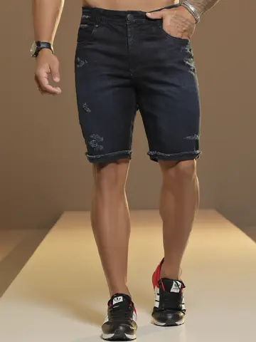BERMUDA MASCULINA COM LOGOMANIA EM LASER PIT BULL JEANS