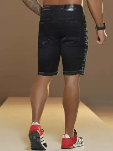 BERMUDA MASCULINA COM LOGOMANIA EM LASER PIT BULL JEANS