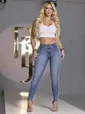 CALÇA SKINNY PIT BULL JEANS MODERNA COM BOTÕES DE PRESSÃO LATERAIS