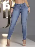 CALÇA SKINNY PIT BULL JEANS MODERNA COM BOTÕES DE PRESSÃO LATERAIS