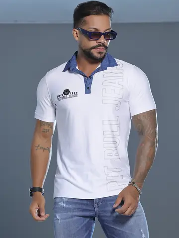 POLO MASCULINA CONFORTÁVEL E SOFISTICADA COM LOGOMANIA PIT BULL JEANS
