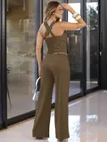 CONJUNTO CROPPED E CALÇA COM CINTO EMPÓRIO PIT BULL ELEGANTE E ESTILOSO