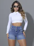 SHORT CINTURA PERFEITA PIT BULL JEANS REFINADA E ESTILO EMPINA BUMBUM