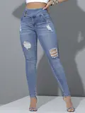 CALÇA SKINNY FEMININA PIT BULL JEANS MODELADORA E CASUAL COM CÓS LARGO