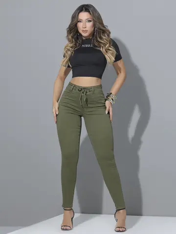 CALÇA JOGGER FEMININA PIT BULL JEANS CONFORTÁVEL E MODELADORA COM CORDÃO