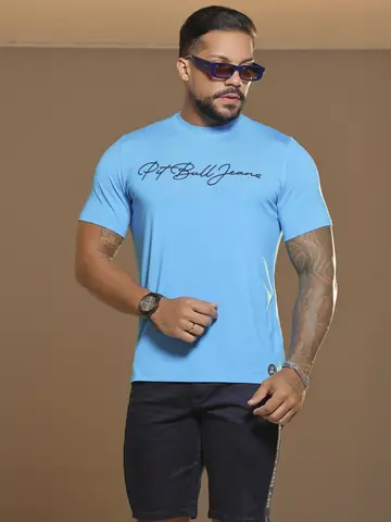 CAMISETA GOLA O CASUAL E SOFISTICADA COM RELEVO PIT BULL JEANS