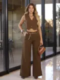 CONJUNTO COLETE E CALÇA ELEGANTE EMPÓRIO PIT BULL COM CINTO BRILHOSO