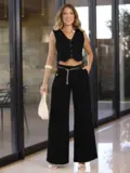 CONJUNTO COLETE E CALÇA ELEGANTE EMPÓRIO PIT BULL COM CINTO BRILHOSO