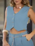 CONJUNTO COLETE E CALÇA ELEGANTE EMPÓRIO PIT BULL COM CINTO BRILHOSO