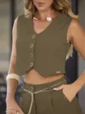 CONJUNTO COLETE E CALÇA ELEGANTE EMPÓRIO PIT BULL COM CINTO BRILHOSO
