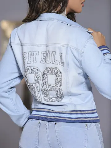 JAQUETA FEMININA CONCEITO MODERNA COM BORDADO MANUAL PIT BULL JEANS