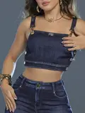 Cropped Jeans Elegante com Alças Personalizadas Pit Bull Jeans