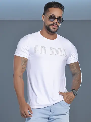 CAMISETA GOLA O COM RELEVO EM FOIL PIT BULL JEANS AUTÊNTICA