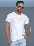 CAMISETA GOLA O COM RELEVO EM FOIL PIT BULL JEANS AUTÊNTICA