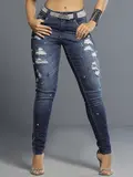 Calça Boyfriend Sofisticada com Cinto e Bordado Manual Pit Bull Jeans