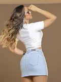 Cropped Manga Curta Casual com Elástico Personalizado Pit Bull Jeans