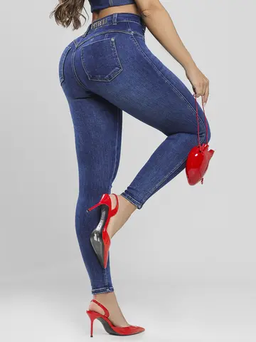 CALÇA HOT PANTS PIT BULL JEANS CASUAL E MODELADORA COM LAVADO MÉDIO