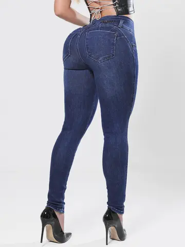 Calça Cós Largo Lavado Escuro Pit Bull Jeans com Modelagem Ajustada e Confortável