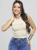 Regata Feminina Casual e Confortável com Sextavado Pit Bull Jeans