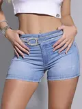 Short Sexy Pit Bull Jeans Refinado com Bordado Manual no Cós
