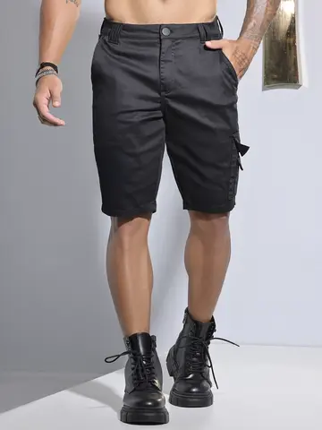 Bermuda Masculina Preta Streetwear com Detalhes na Lateral Pit Bull Jeans