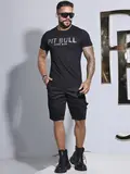 Bermuda Masculina Preta Streetwear com Detalhes na Lateral Pit Bull Jeans