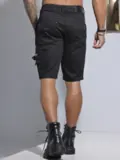 Bermuda Masculina Preta Streetwear com Detalhes na Lateral Pit Bull Jeans