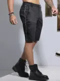Bermuda Masculina Preta Streetwear com Detalhes na Lateral Pit Bull Jeans
