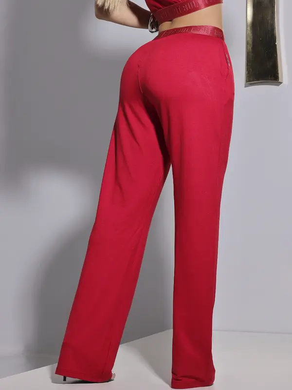 Calça Pantalona Vermelha Sofisticada com Elástico Personalizado Pit Bull Jeans