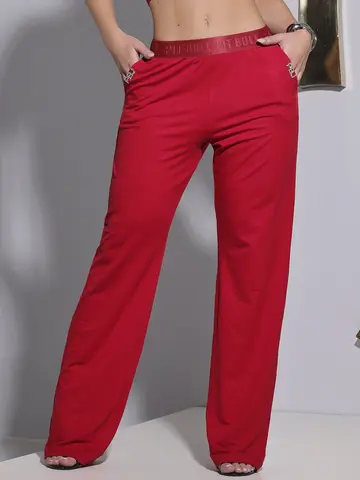 Calça Pantalona Vermelha Sofisticada com Elástico Personalizado Pit Bull Jeans