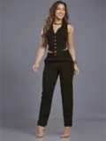 Conjunto Feminino Calça e Colete Elegante Empório Pit Bull