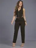 Conjunto Feminino Calça e Colete Elegante Empório Pit Bull