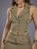 Conjunto Feminino Calça e Colete Elegante Empório Pit Bull