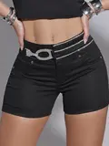 Short Sexy Collor Sofisticado Pit Bull Jeans com Bordado Manual