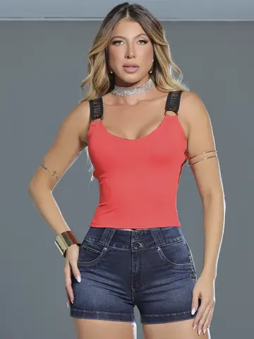 Blusa Sexy Sofisticada com Alças e Elástico Personalizado Pit Bull Jeans