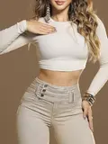 Calça Skinny Color Cós Largo Modeladora com Detalhe em Strass Pit Bull Jeans