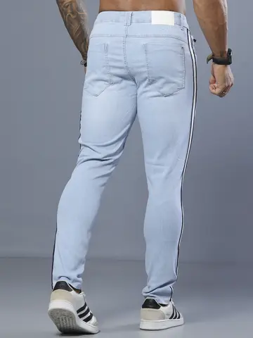 Calça Masculina Clara e Estilosa com Lateral Personalizada Pit Bull Jeans