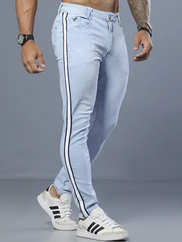 Calça Masculina Clara e Estilosa com Lateral Personalizada Pit Bull Jeans