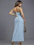 Vestido Longo Empório Pit Bull Elegante e Sofisticado com Fenda Lateral