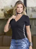 T-Shirt Gola V Pit Bull Jeans Estilosa e Confortável com Lateral Personalizada
