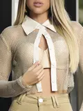 CAMISA CROPPED DE TELA CONCEITO PIT BULL JEANS COM BRILHO E GLAMOUR