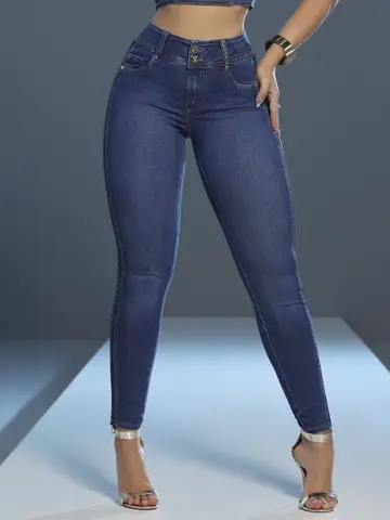 Calça Skinny Modeladora com Lateral Personalizada Pit Bull Jeans