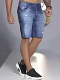 Bermuda Masculina com Zíper Lateral e Estilo Destroyed Pit Bull Jeans