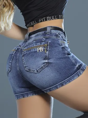 Short Hot Pants Cintura Alta com Cinto Estiloso e Refinado Pit Bull Jeans
