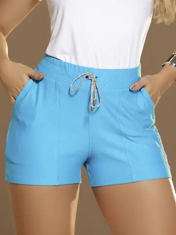 Short Feminino com Cordão Brilhoso Casual e Sofisticado Pit Bull Jeans