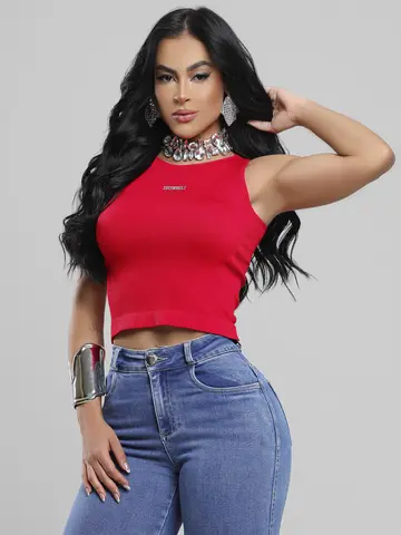 Regata Feminina Modeladora Pit Bull Jeans Leve e Confortável