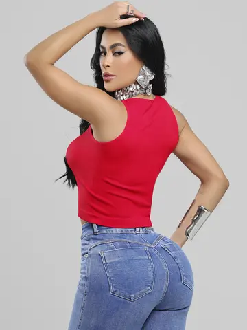 Regata Feminina Modeladora Pit Bull Jeans Leve e Confortável