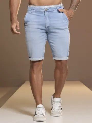 Bermuda Masculina Estilosa e Casual com Elástico no Cós Pit Bull Jeans